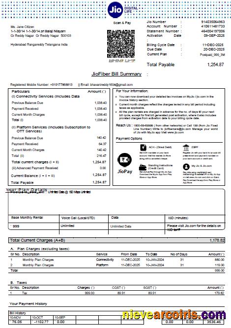 India Jio Digital Life utility bill, version 4